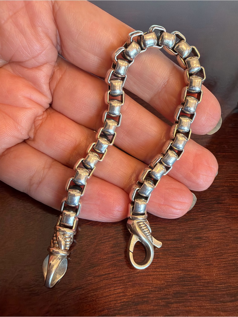JAI/ JOHN HARDY STERLING SILVER 7MM BOX
CHAIN, bracelet 7.5" inch